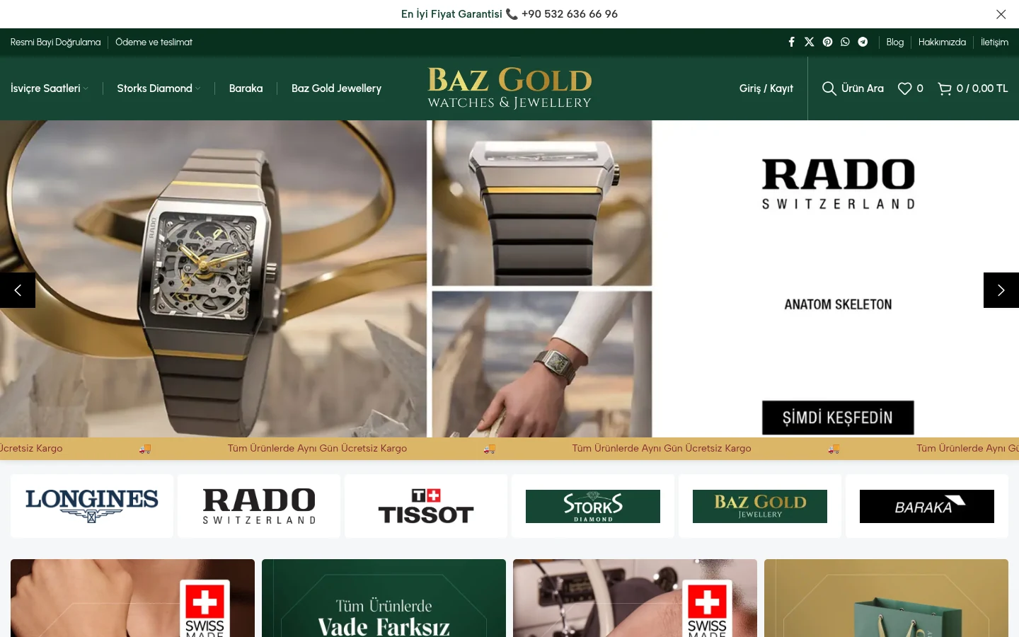 Baz Gold e-ticaret sitesinin masaüstü görünümü