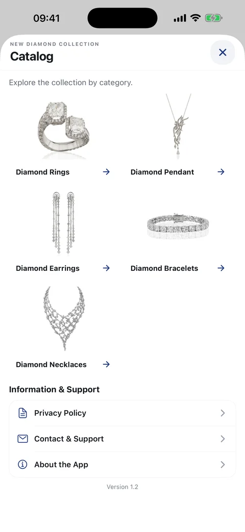 New Diamond Collection v1.2 önizlemesinde yüzük, kolye, küpe ve bileklik kategorileri